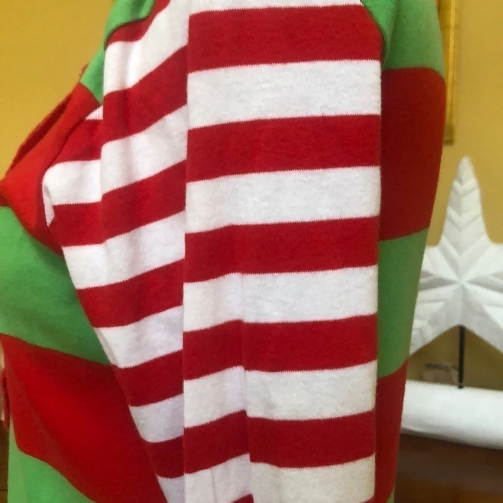 Wonder Shop @ Target Red Green & White Striped Christmas Holiday Elf Jumpsuit Md - Picture 5 of 10